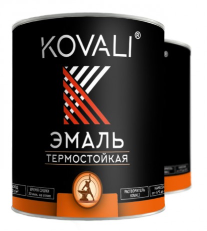 Краска термостойкая KOVALI матовая чёрная 900°С   0,8 кг